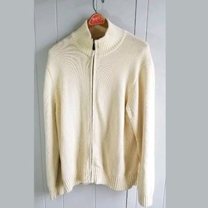 J. Crew Men's Sweater Zip Up Leather Pull Size XL